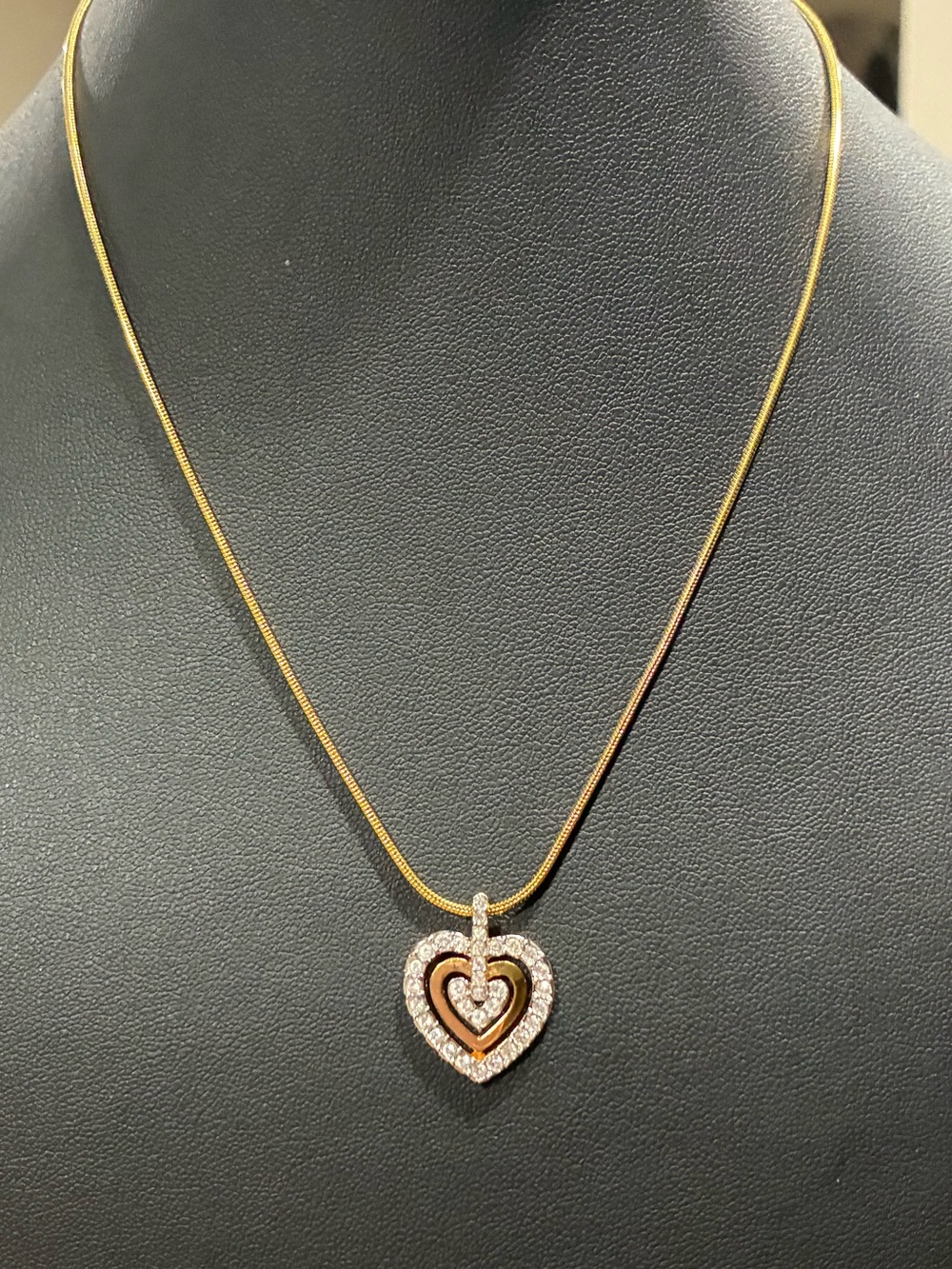 Vintage Swarovski Gold Tone Heart Necklace